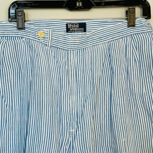 Vintage Made in USA Polo Ralph Lauren Linen Shorts Adjustable Buckle Waist 33 - Picture 8 of 10